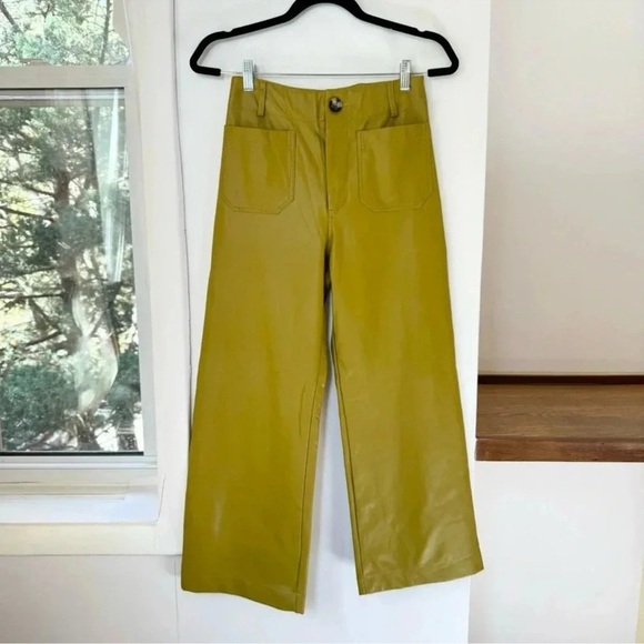 New Anthropologie The Colette Cropped Wide Leg Pants Maeve Faux Leather 30 - Picture 5 of 12
